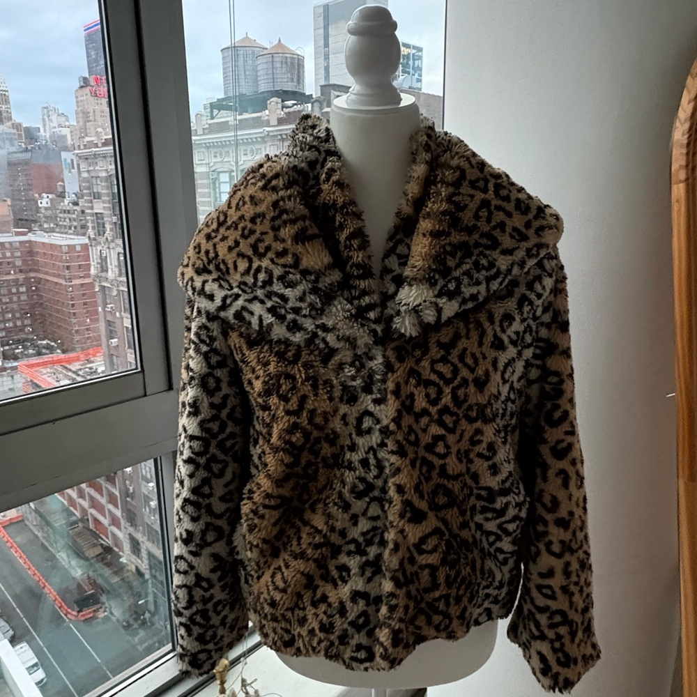 Alice & Olivia Faux Fur Leopard Print Jacket
